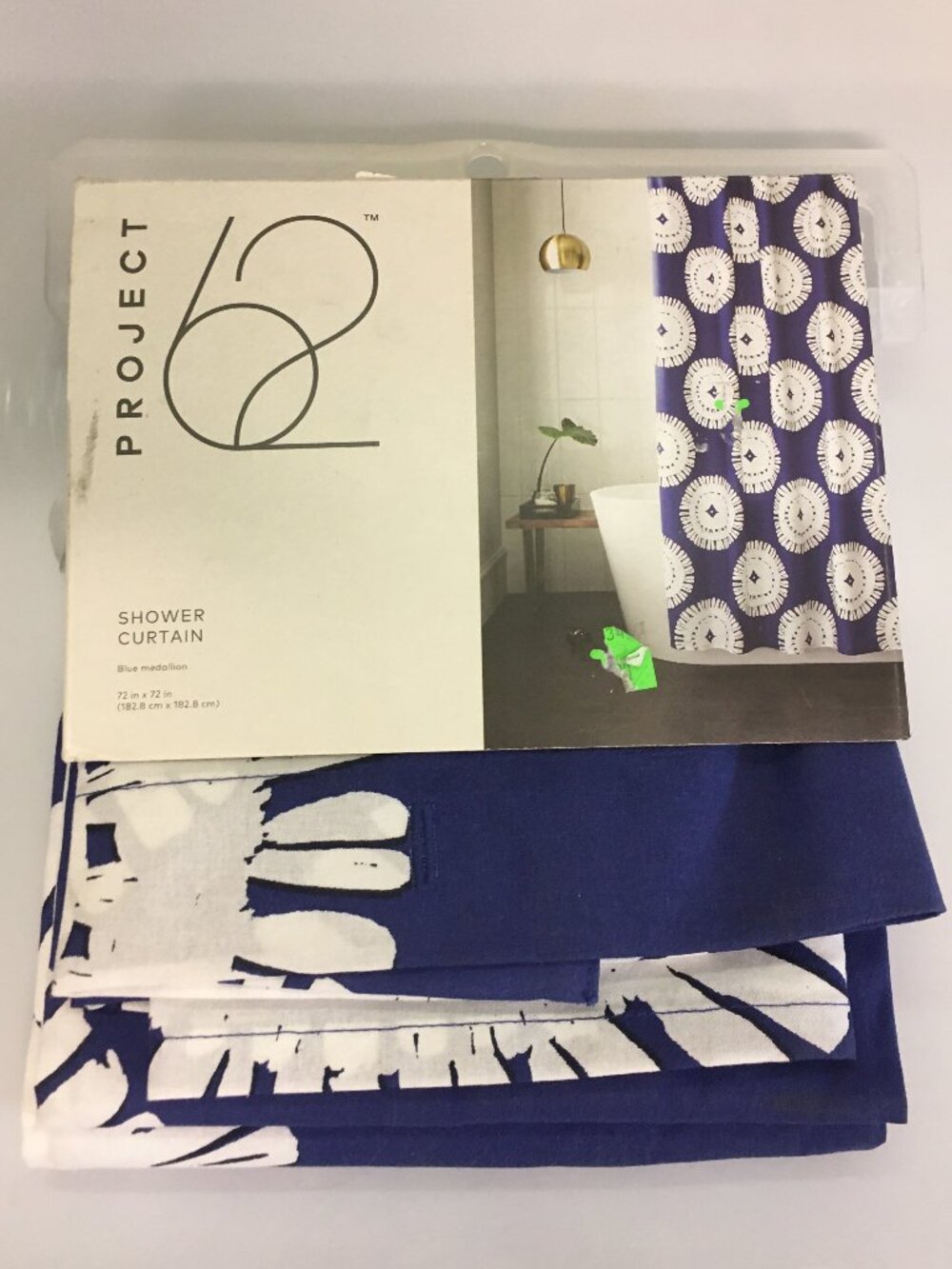 NEW Project 62 Blue White Medallion Shower Curtain 72" x 72"